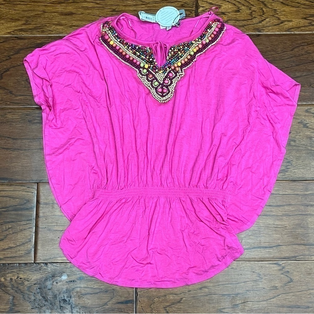 Joseph A beaded batwing blouse NWT